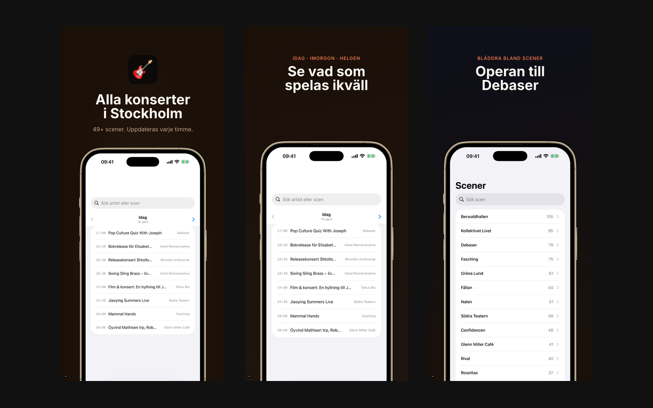 Konserter i Stockholm — iOS-app