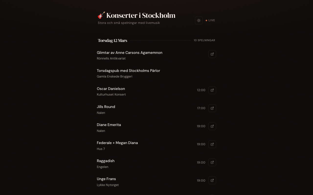 Konserter i Stockholm Konserter i Stockholm