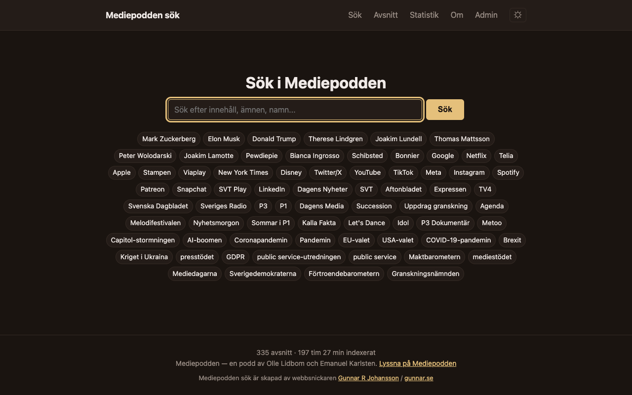 Mediepodden sök.